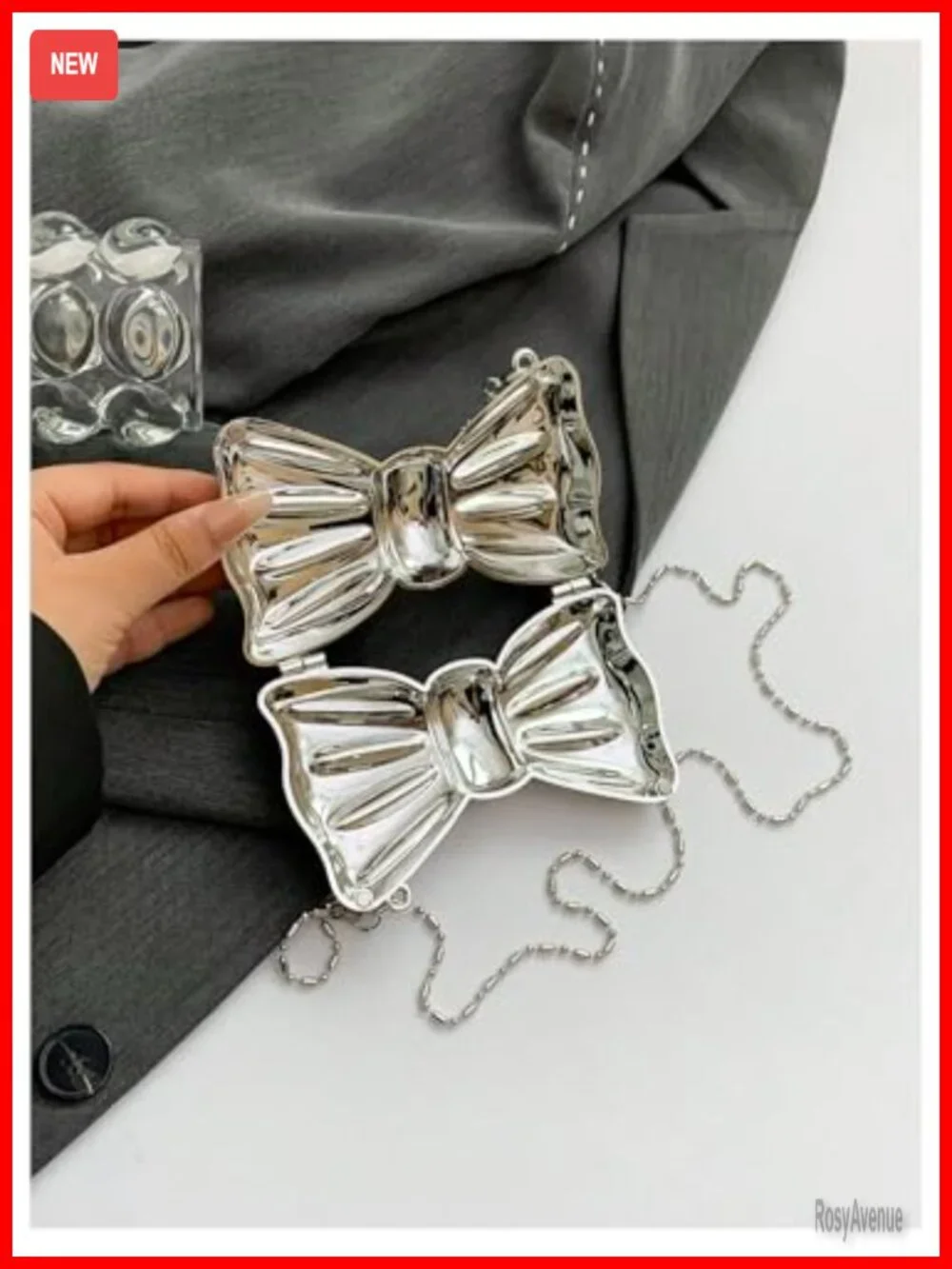 Bow Shaped Mini Clutch Purse with Chain Strap